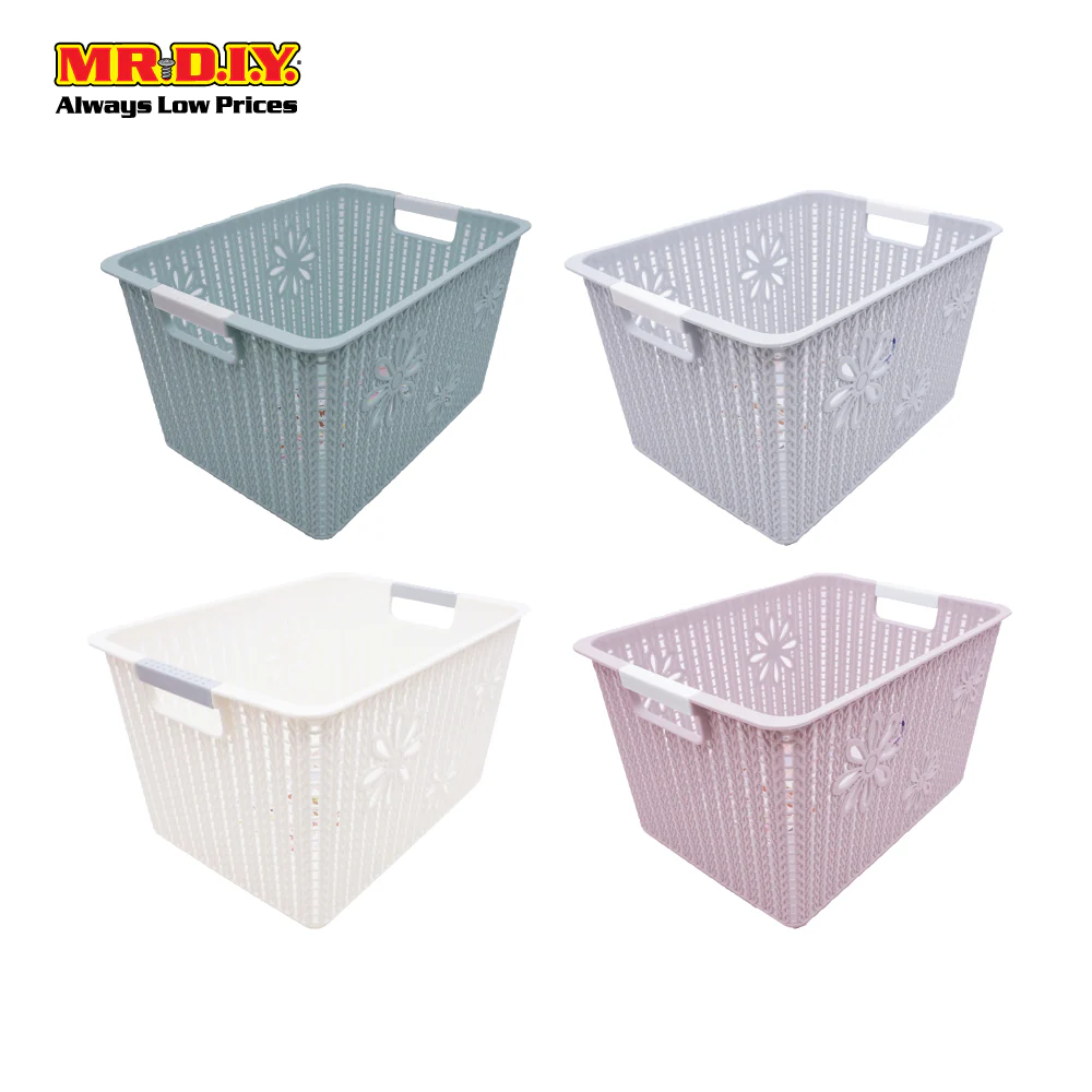 FEI LONG Rectangular Double Handle Plastic Rattan Flowers Storage Basket - Image 3