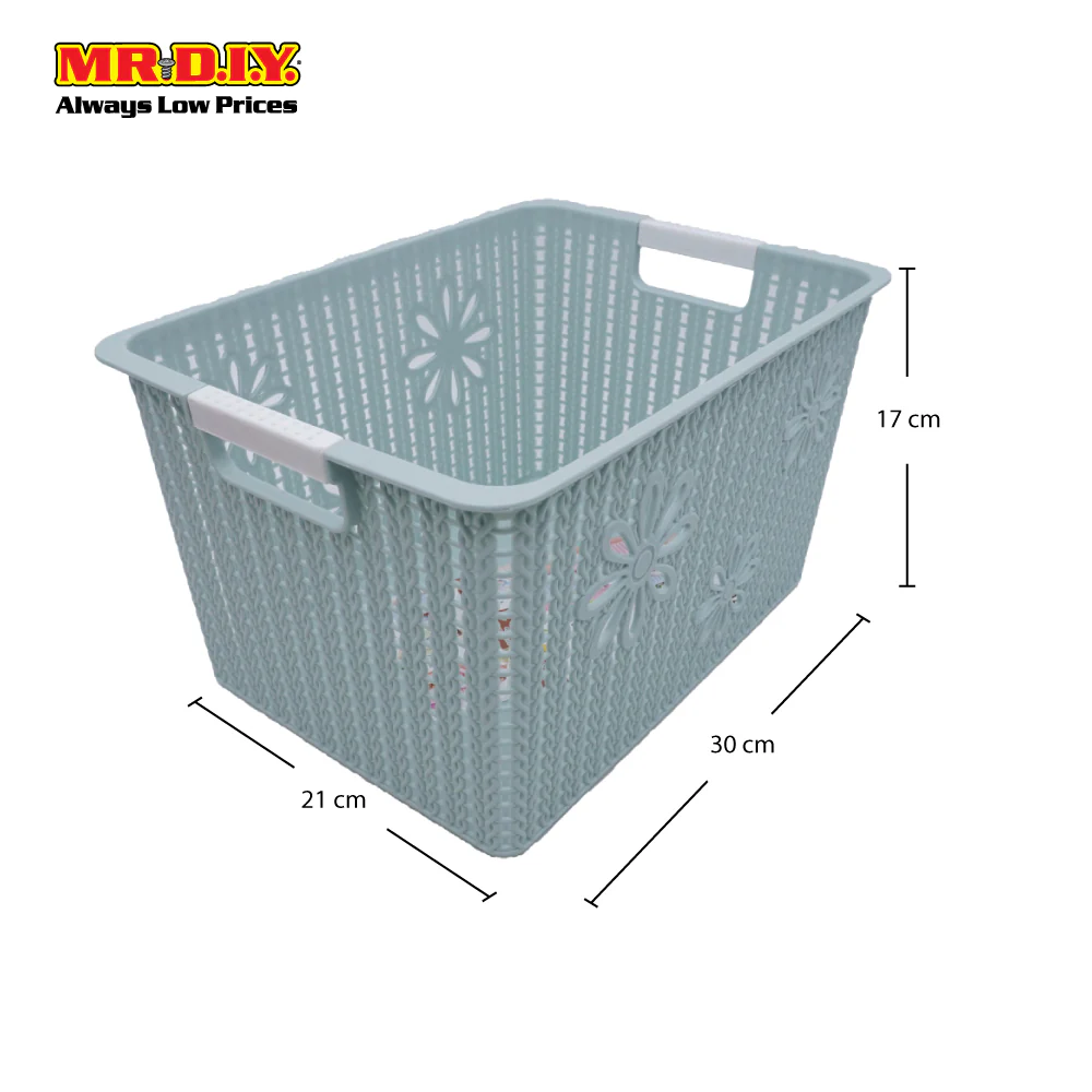 FEI LONG Rectangular Double Handle Plastic Rattan Flowers Storage Basket - Image 4