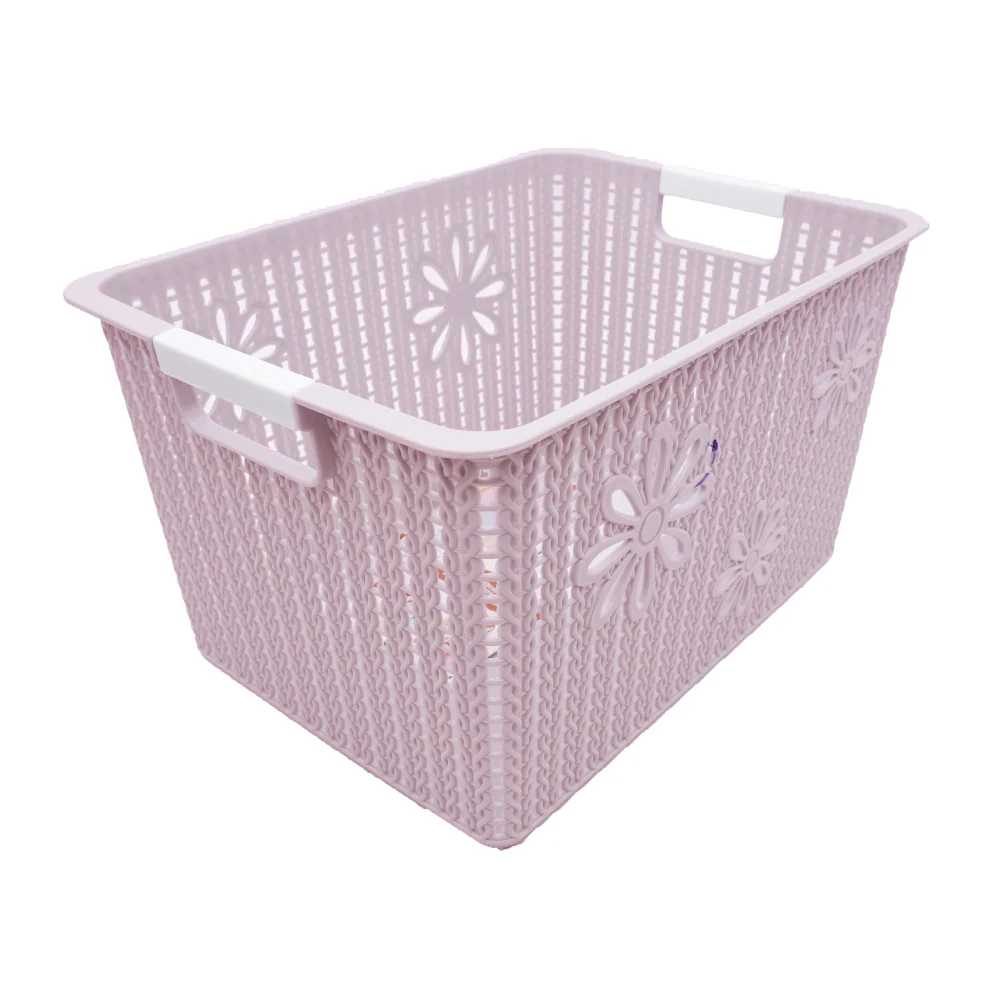 FEI LONG Rectangular Double Handle Plastic Rattan Flowers Storage Basket - Image 5