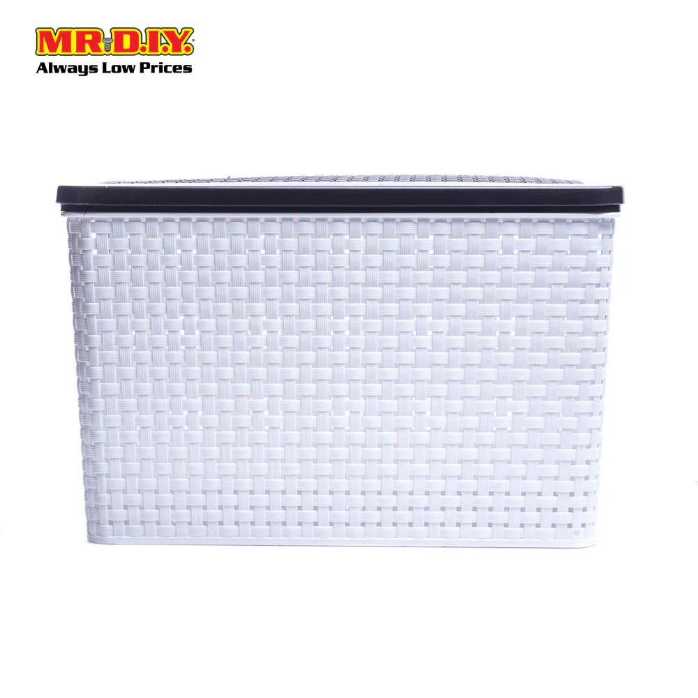 (MR.DIY) FELTON Multipurpose Storage Organizer Plastic Rattan Basket Container With Lid FSB2172 (39 x 28 x 25cm) - Image 3