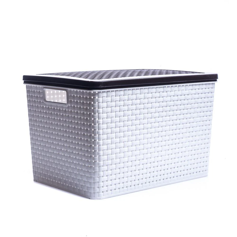 (MR.DIY) FELTON Multipurpose Storage Organizer Plastic Rattan Basket Container With Lid FSB2172 (39 x 28 x 25cm) - Image 5