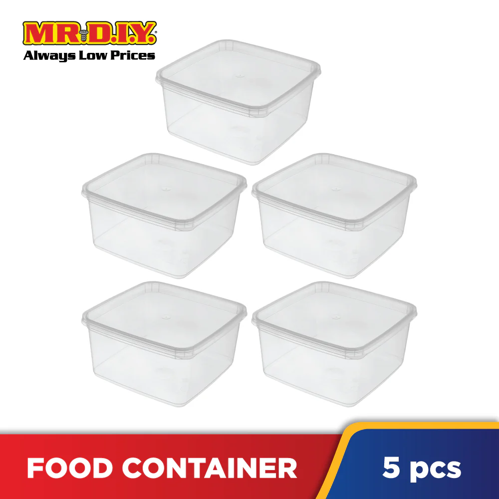 FELTON Microwavable Square Transparent Food Container (5 pieces) - Image 2