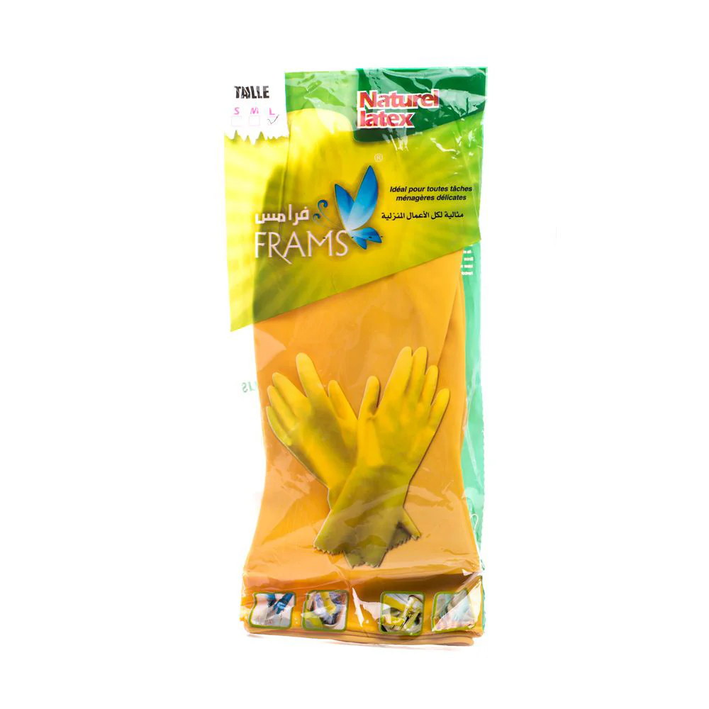 FRAMS Natural Latex Rubber Gloves- Yellow - Image 4