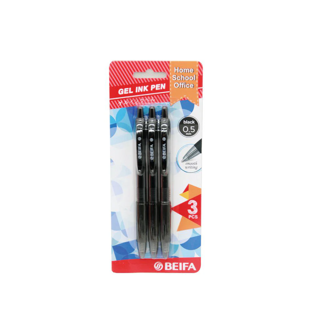 (MR.DIY) Beifa Home School Ofiice Gel Pen 0.05mm Black (3pcs) - Image 2