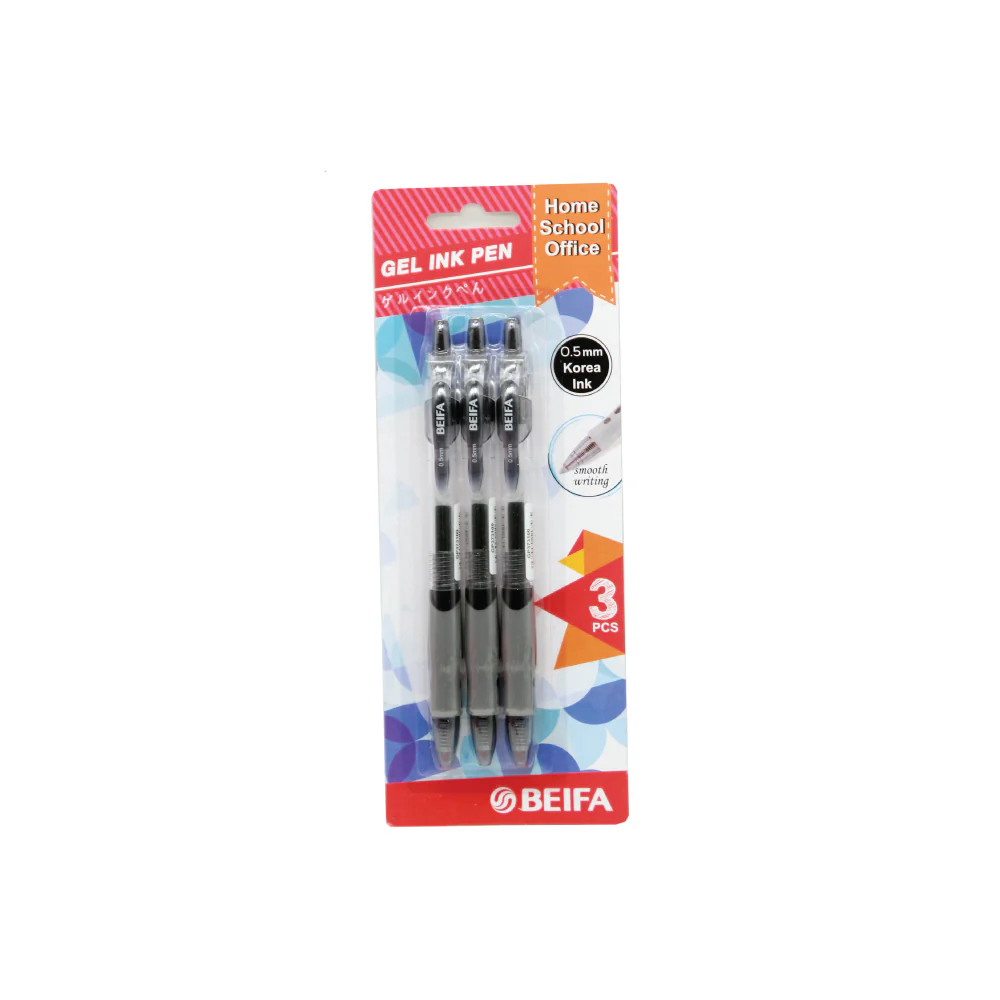 (MR.DIY) Beifa Home School Ofiice Gel Pen 0.05mm Black (3pcs) - Image 2