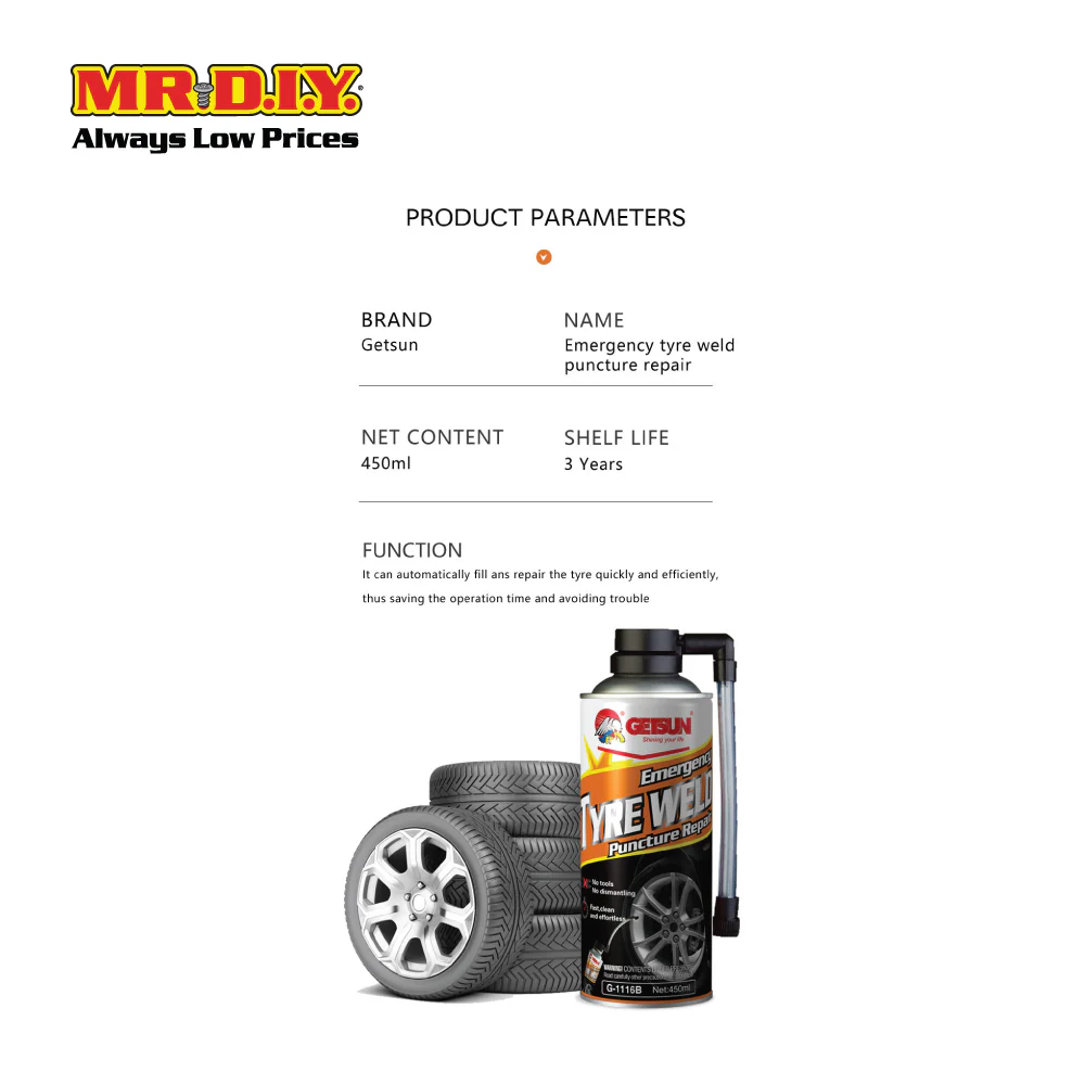 GETSUN Emergency Tyre Weld Puncture Repair (450ml) - Image 5