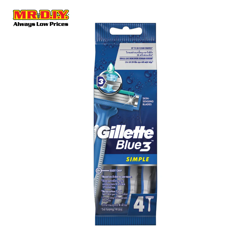Gillette Blue Simple 3 Disposable Razors 4 count  - Image 2