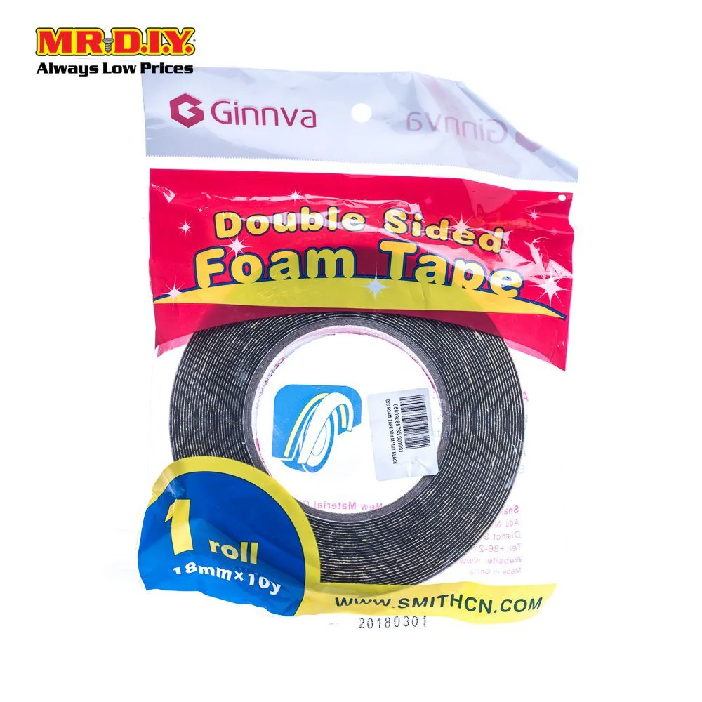 GINNVA Double Sided Foam Tape Black (1.8cm x 9m) - Image 4