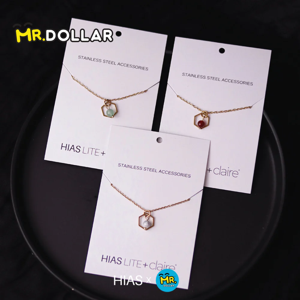 HIAS JEWELLERY Gold Necklace with Coloured Stones (Green/White/Red) - Image 3