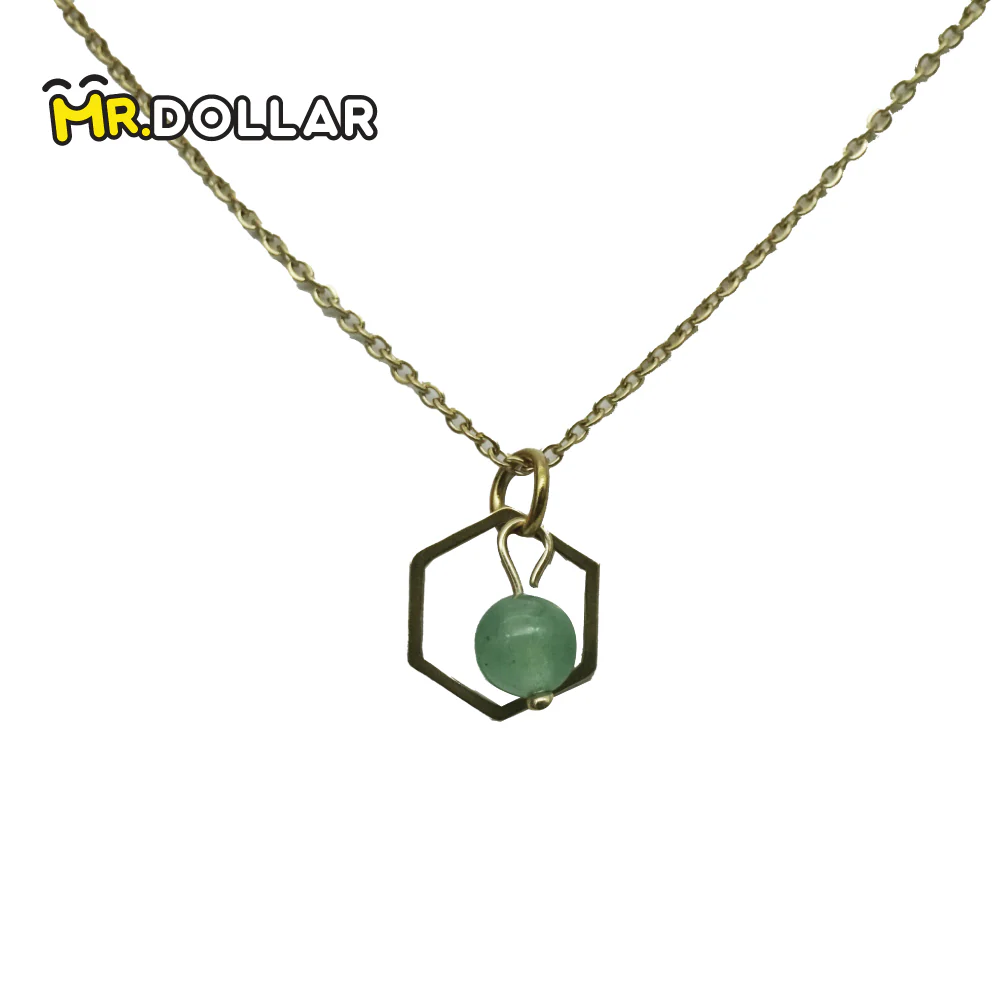 HIAS JEWELLERY Gold Necklace with Coloured Stones (Green/White/Red) - Image 4