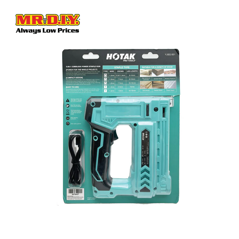 HOTAK Cordless Rechargeable USB Staple Gun 5 in 1 YJSG-501 (2000mAh) - Image 2