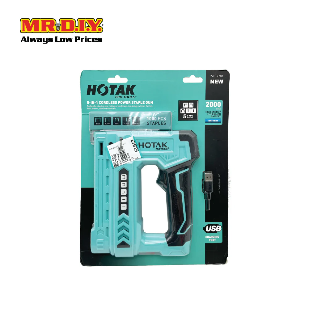 HOTAK Cordless Rechargeable USB Staple Gun 5 in 1 YJSG-501 (2000mAh) - Image 3