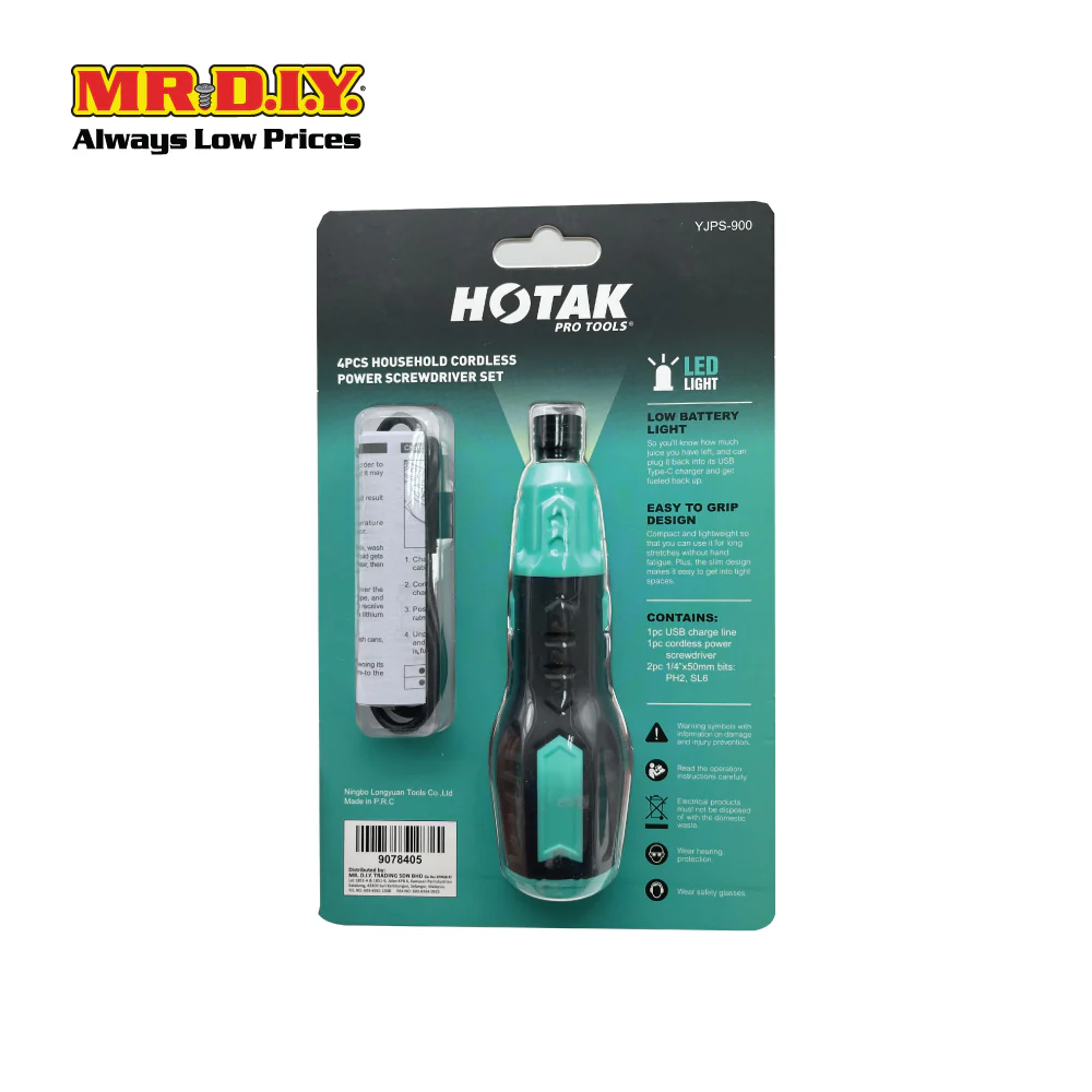 HOTAK Cordless USB LED Light Screwdriver Set YJPS-900 800mAh (4pcs) - Image 2