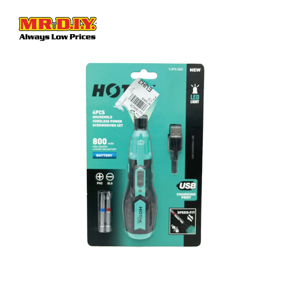 HOTAK Cordless USB LED Light Screwdriver Set YJPS-900 800mAh (4pcs) - Image 3