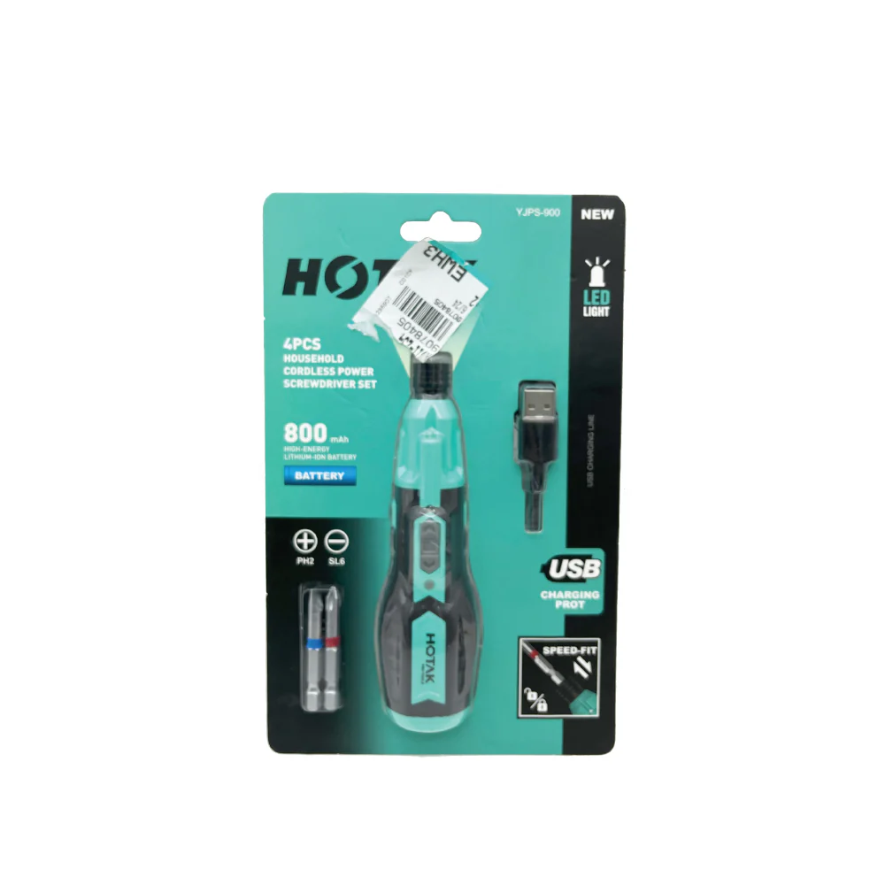 HOTAK Cordless USB LED Light Screwdriver Set YJPS-900 800mAh (4pcs) - Image 4