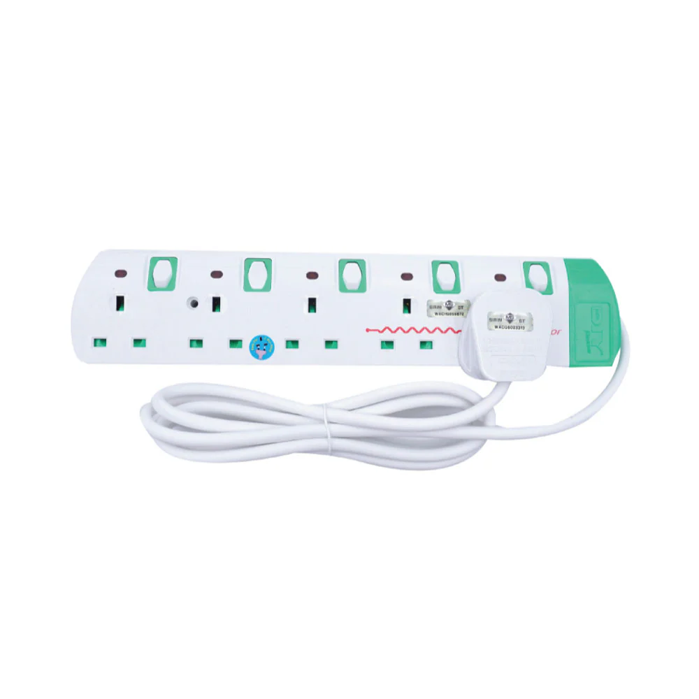 HOYO Portable Extension Power Trailing Socket 3 Pin 5 Gang With SIRIM 2000W (5M) - Image 2