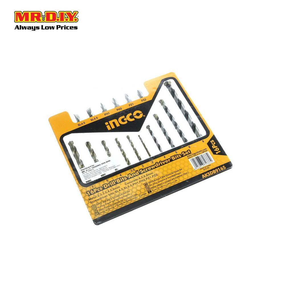 INGCO Drill Bits & Screwdriver Bits Set (16pcs) AKSDB9165