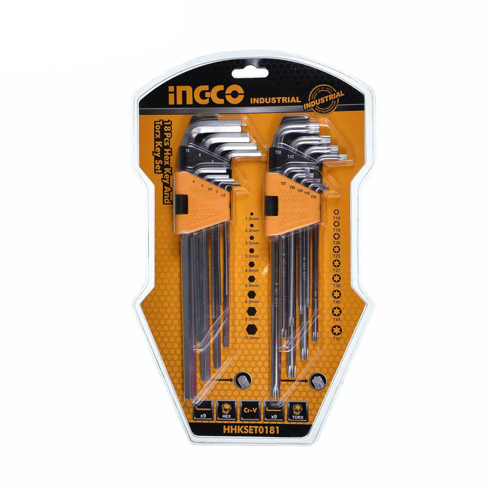 INGCO Hex Key and Torx Key Set (18pcs) - Image 3