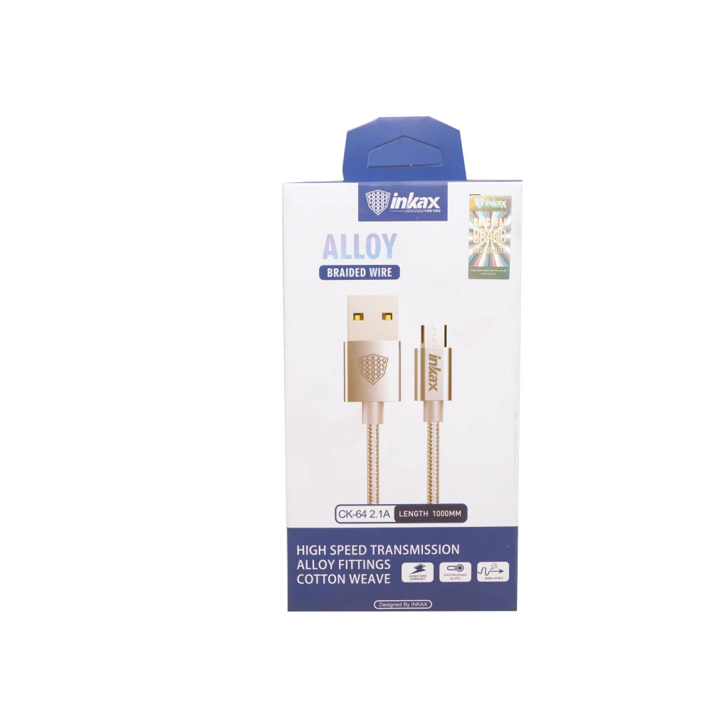 INKAX 2.1A USB Cable Alloy Braided Wire (1000mm) - Image 2
