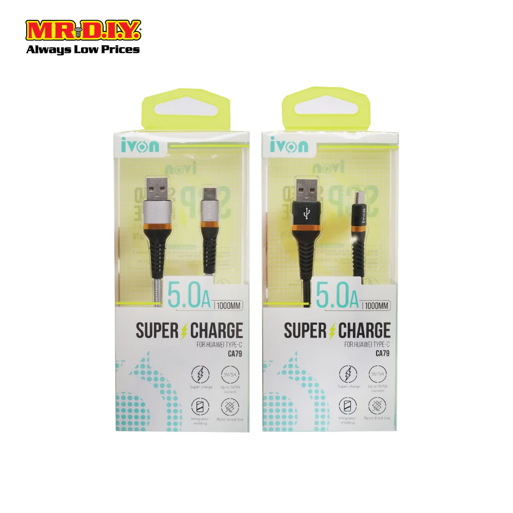 IVON Type-C USB 5.0A Super Fast Charge Data Cable CA79 (1m) - Image 3
