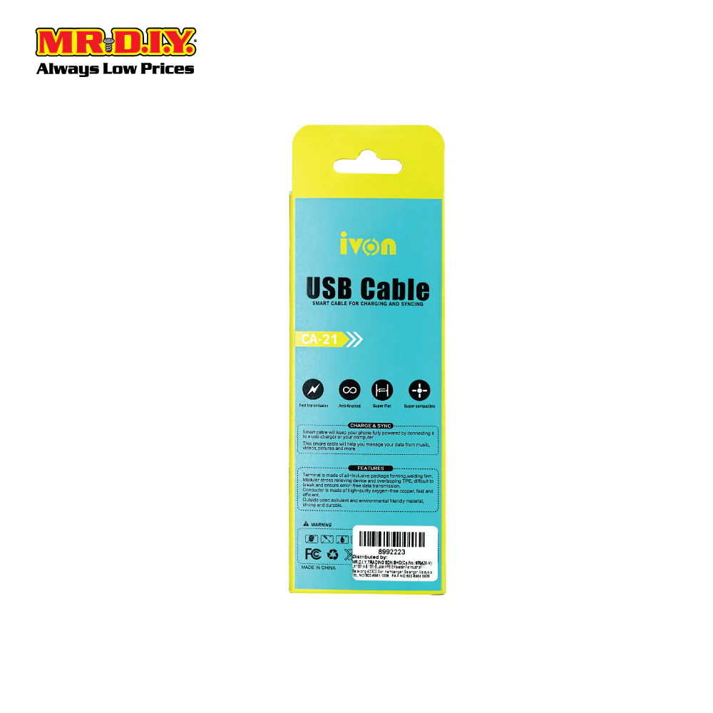 IVON USB IOS Data Cable 2.1A (1m) - Image 2
