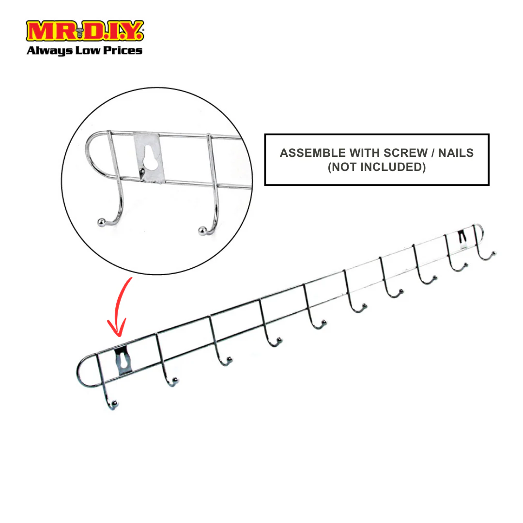 (MR.DIY) Clothes Towel Metal Door Hooks Organizer Hanger Wall-Mounted (60 x 0.5cm) - Image 7