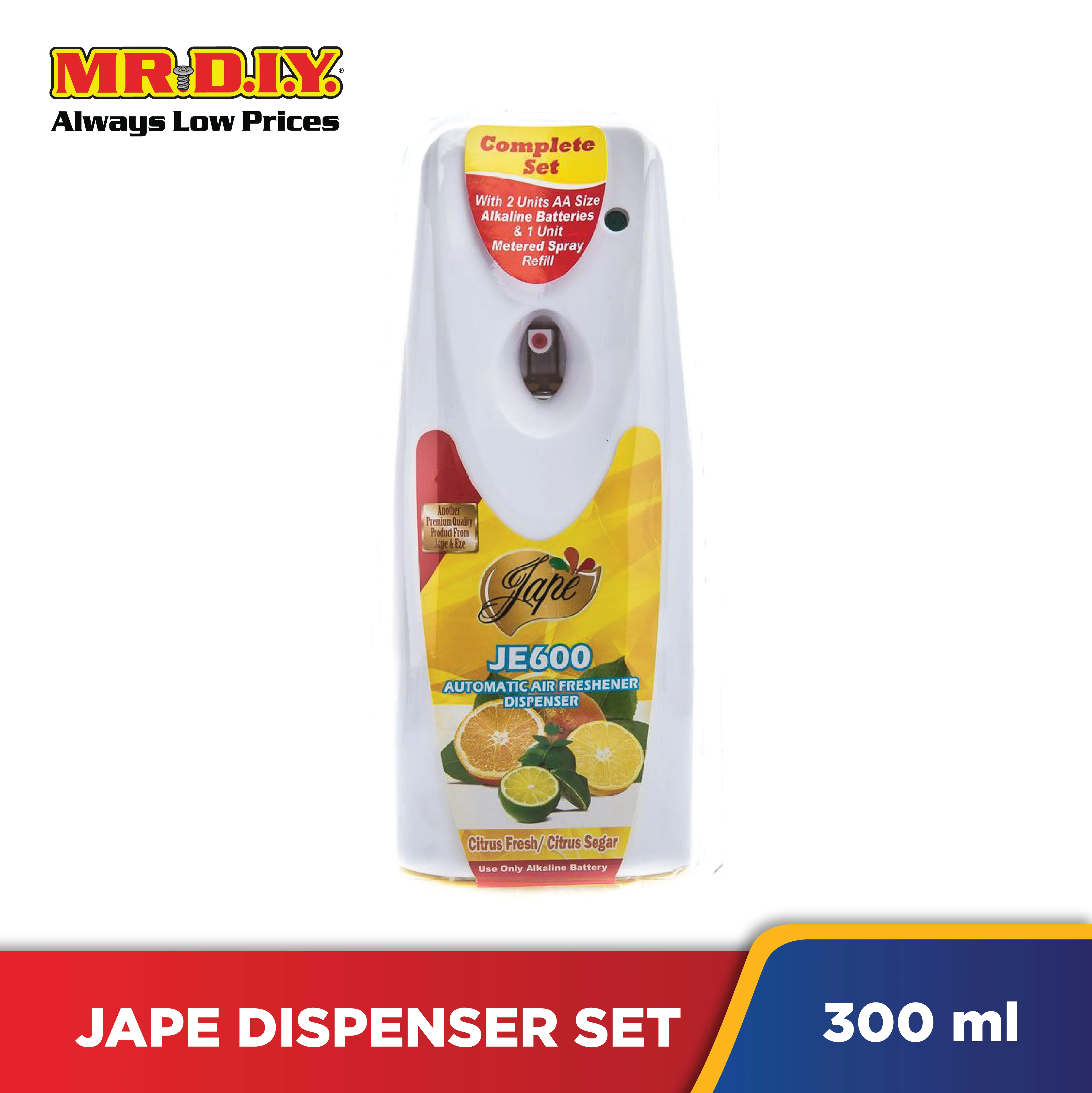 JAPE Automatic Air Freshener Dispenser Set with Air Freshener Citrus Fresh Spray Refill (300ml) - Image 2