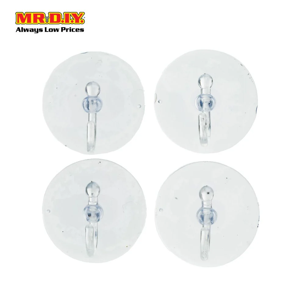 JIA WEI Transparent Suction Cup Hooks Wall Multipurpose Adhesive Punch-Free (4pcs) - Image 3