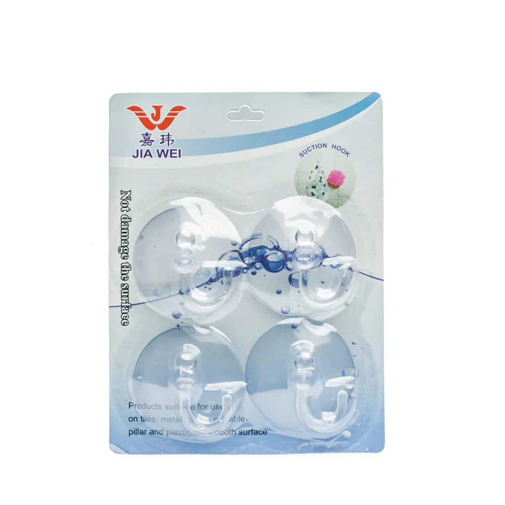 JIA WEI Transparent Suction Cup Hooks Wall Multipurpose Adhesive Punch-Free (4pcs) - Image 5
