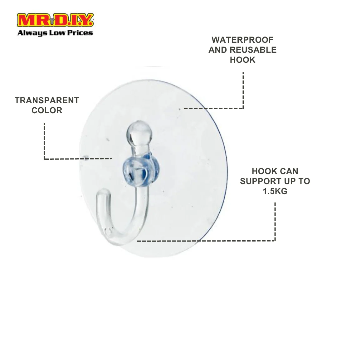 JIA WEI Transparent Suction Cup Hooks Wall Multipurpose Adhesive Punch-Free (4pcs) - Image 8
