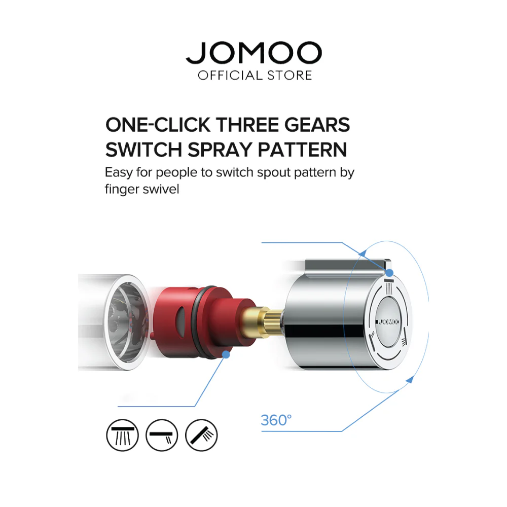 JOMOO Bathroom Rain Pressure Boost Shower Set 36510-122/1B-1 - Image 8