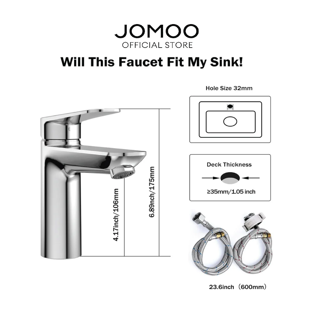 JOMOO Cold and Hot Basin Faucet H2 Health Structure Mirror-like Gloss Texture Corrosion Resistance Water Tap - Image 12