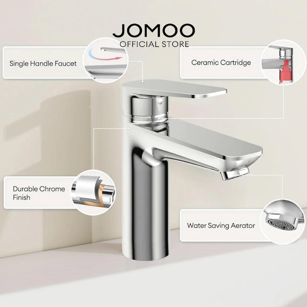 JOMOO Cold and Hot Basin Faucet H2 Health Structure Mirror-like Gloss Texture Corrosion Resistance Water Tap - Image 6
