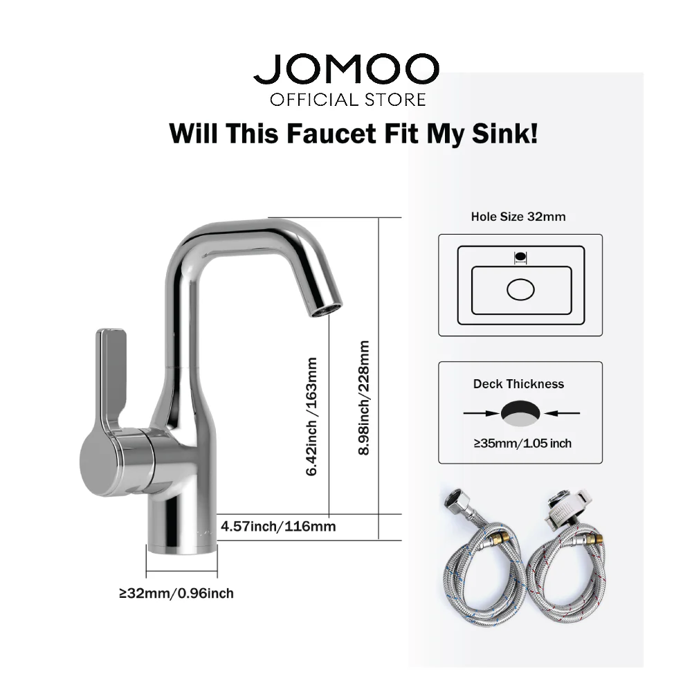 JOMOO Hot and Cold Basin Faucet Bathroom Faucet 32261 360° Swivel KEROX Ceramic  Valve Water Tap - Image 4