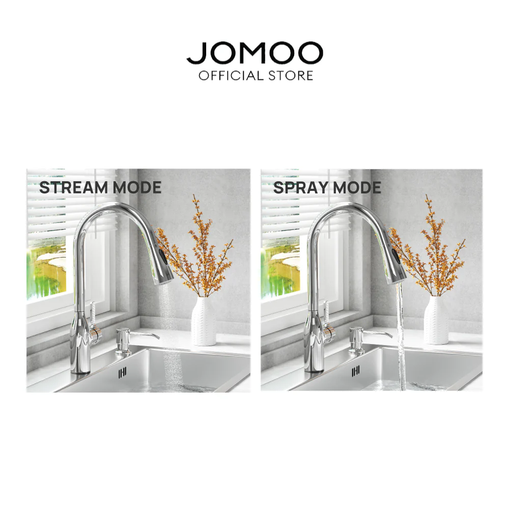 JOMOO Kitchen Faucet Pull-out 2-Jet 33138 Extend 40CM Anti-fingerprint 360° Swivel Multi Angle Cleaning Kitchen Water Tap - Image 11