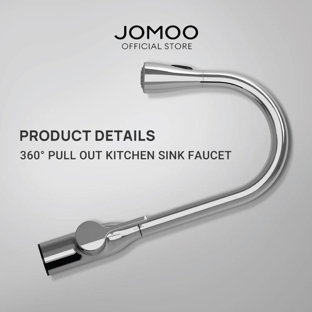 JOMOO Kitchen Faucet Pull-out 2-Jet 33138 Extend 40CM Anti-fingerprint 360° Swivel Multi Angle Cleaning Kitchen Water Tap - Image 12