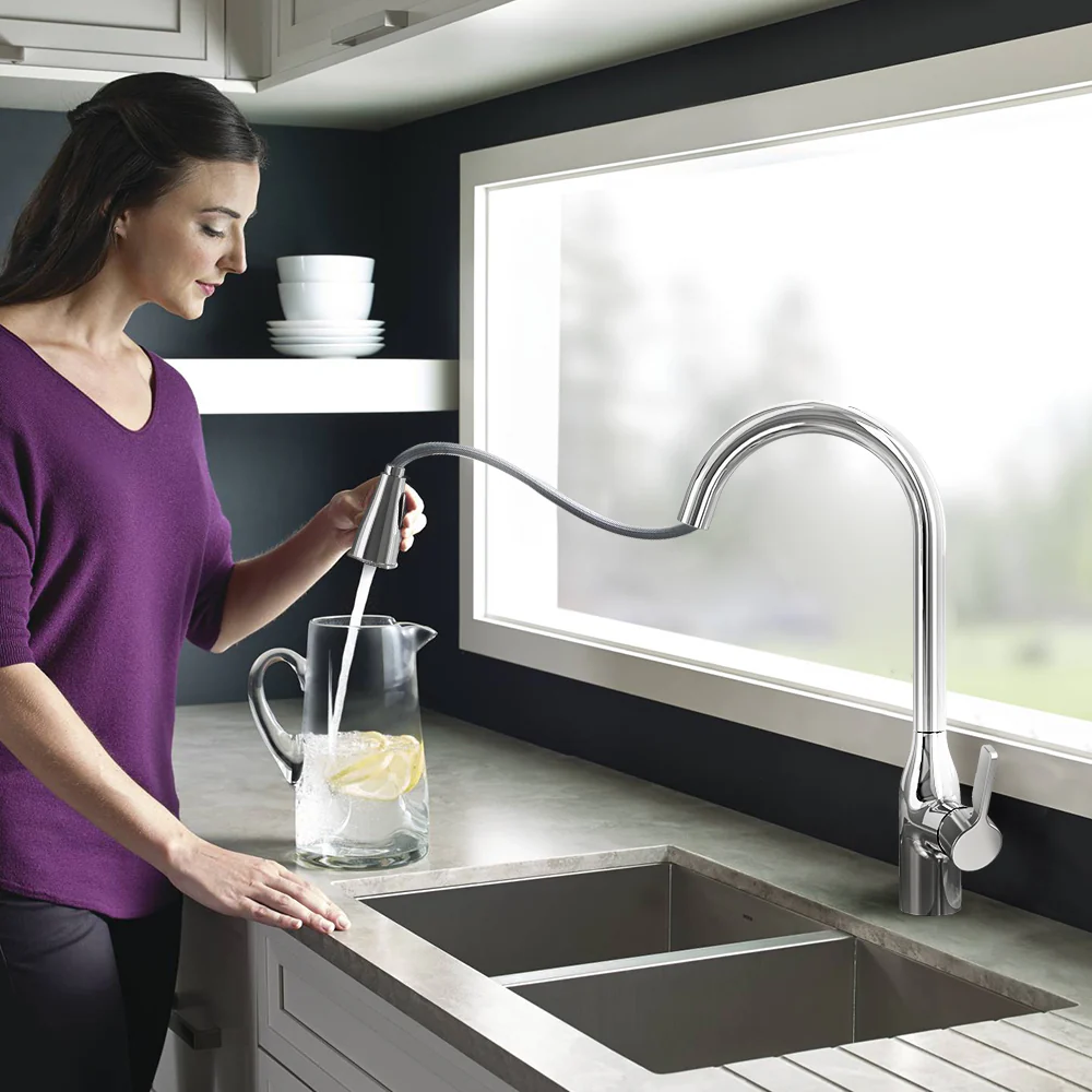 JOMOO Kitchen Faucet Pull-out 2-Jet 33138 Extend 40CM Anti-fingerprint 360° Swivel Multi Angle Cleaning Kitchen Water Tap - Image 7