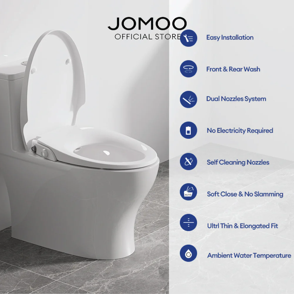 JOMOO Manual Bidet Seat Cover 97142 Adjustable Water Pressure Soft Close Self-cleaning Dual Nozzles Hygiene V shape Toilet Seat Cover - Image 6
