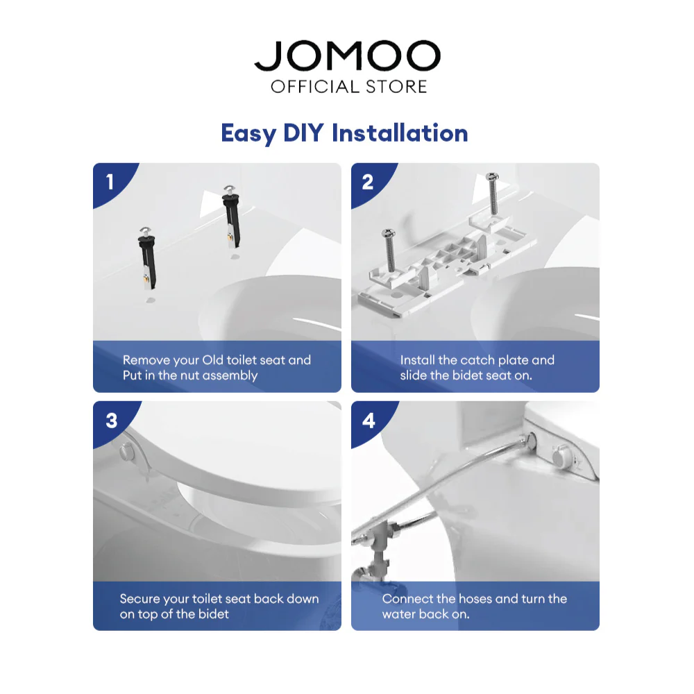 JOMOO Manual Bidet Seat Cover 97142 Adjustable Water Pressure Soft Close Self-cleaning Dual Nozzles Hygiene V shape Toilet Seat Cover - Image 8