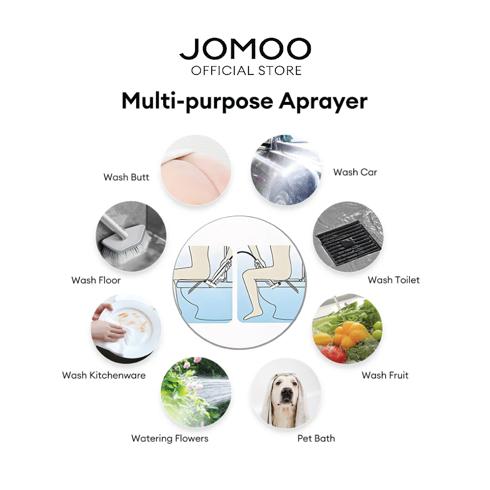JOMOO Matte Black Handheld Bidet Sprayer Set S186011 High Pressure & Fingerprint Resistant Wall Mounted ABS Bidet Spray Set for Toilet - Image 11