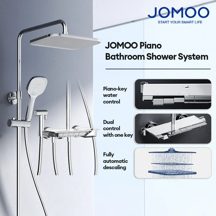 JOMOO Piano Bathroom Shower System 4 in 1 295MM Safety Temperature Control Automatic Descaling Spacious Storage Pressurized Shower Set Bathroom - Image 2