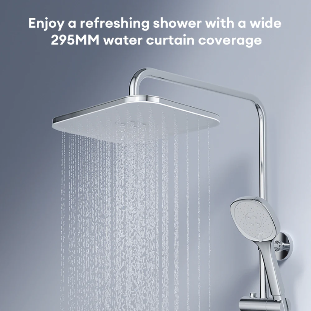 JOMOO Piano Bathroom Shower System 4 in 1 295MM Safety Temperature Control Automatic Descaling Spacious Storage Pressurized Shower Set Bathroom - Image 7