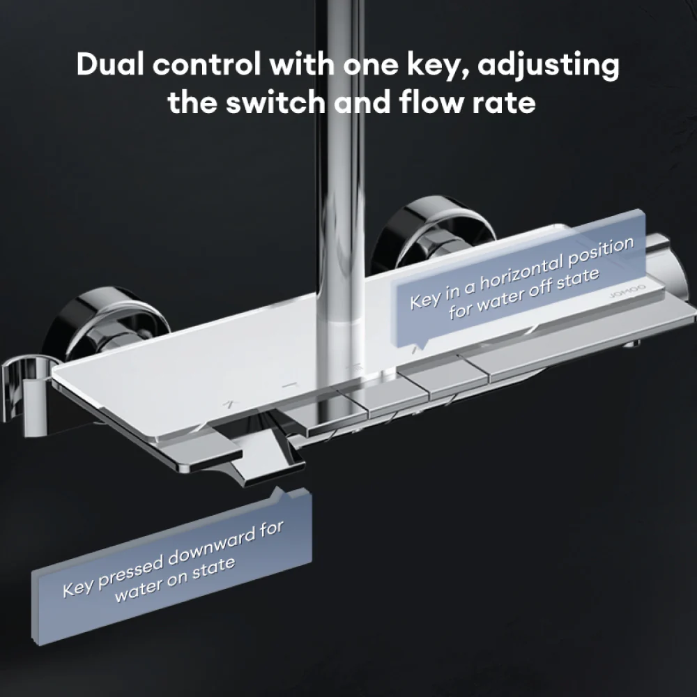 JOMOO Piano Bathroom Shower System 4 in 1 295MM Safety Temperature Control Automatic Descaling Spacious Storage Pressurized Shower Set Bathroom - Image 9
