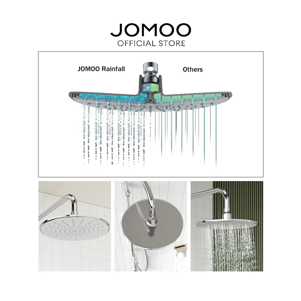 JOMOO Rain Shower Set for Water Heater 36313 9 Inches Ultrathin Rainfall Shower Chrome Bathroom Handled Shower Head for House Durable Shower Set Bathroom - Image 11