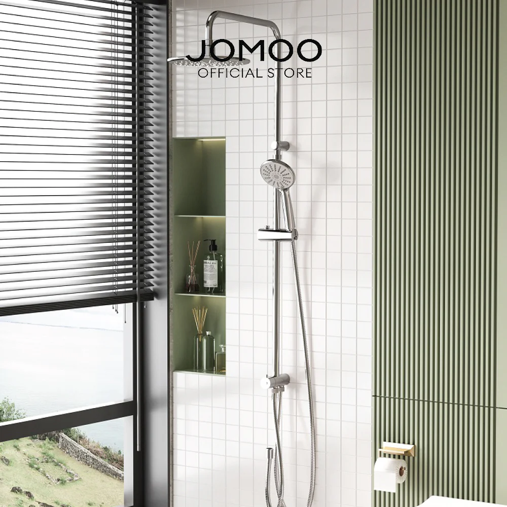 JOMOO Rain Shower Set for Water Heater 36313 9 Inches Ultrathin Rainfall Shower Chrome Bathroom Handled Shower Head for House Durable Shower Set Bathroom - Image 6