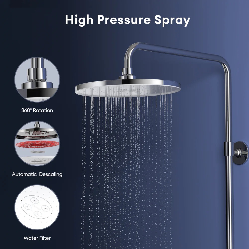 JOMOO Round Rain Shower Head G184021 228MM Large Panel 360° Rotation Self-cleaning Gentle Touch Durable Shower Head - Image 5