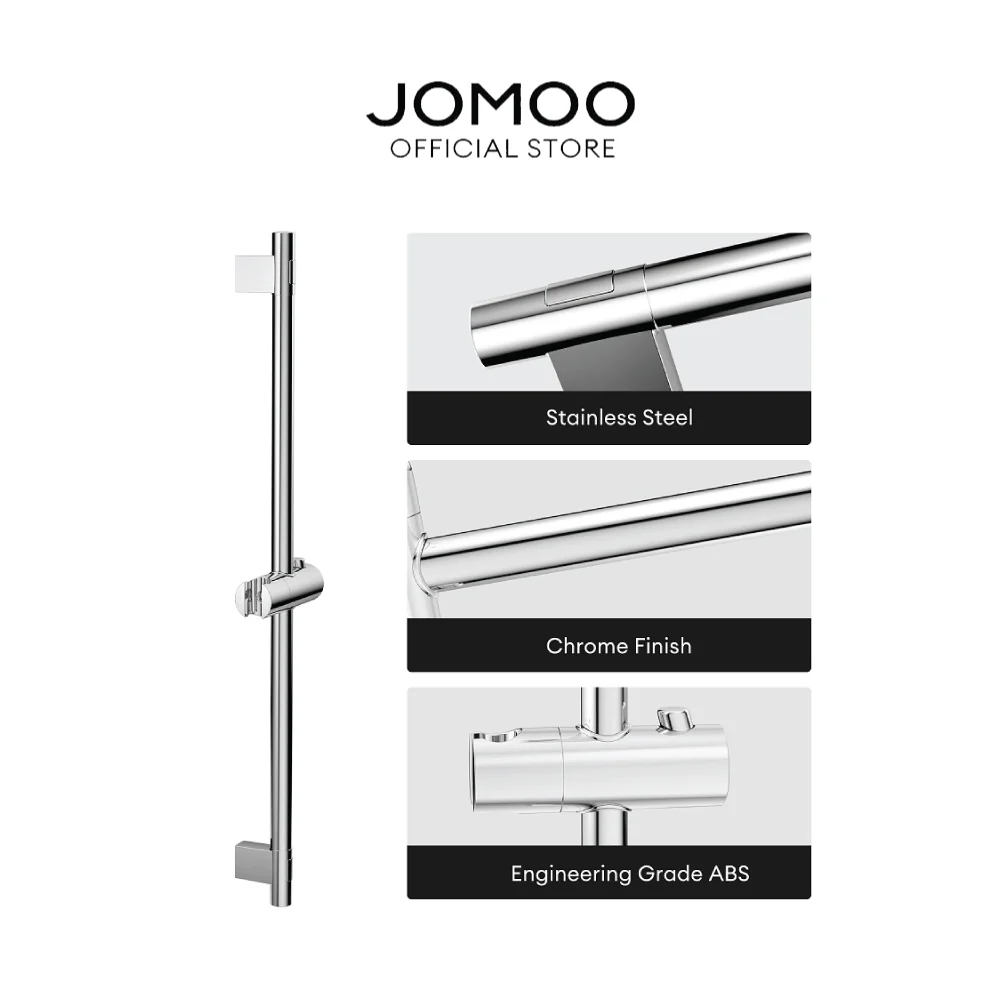 JOMOO Shower Slide Bar Wall Mounted Rotatable Shower Bar Adjustable Sliding Rail Set Lifting Rod  Shower Sliding Rod 600mm Shower Rail T1411 - Image 2