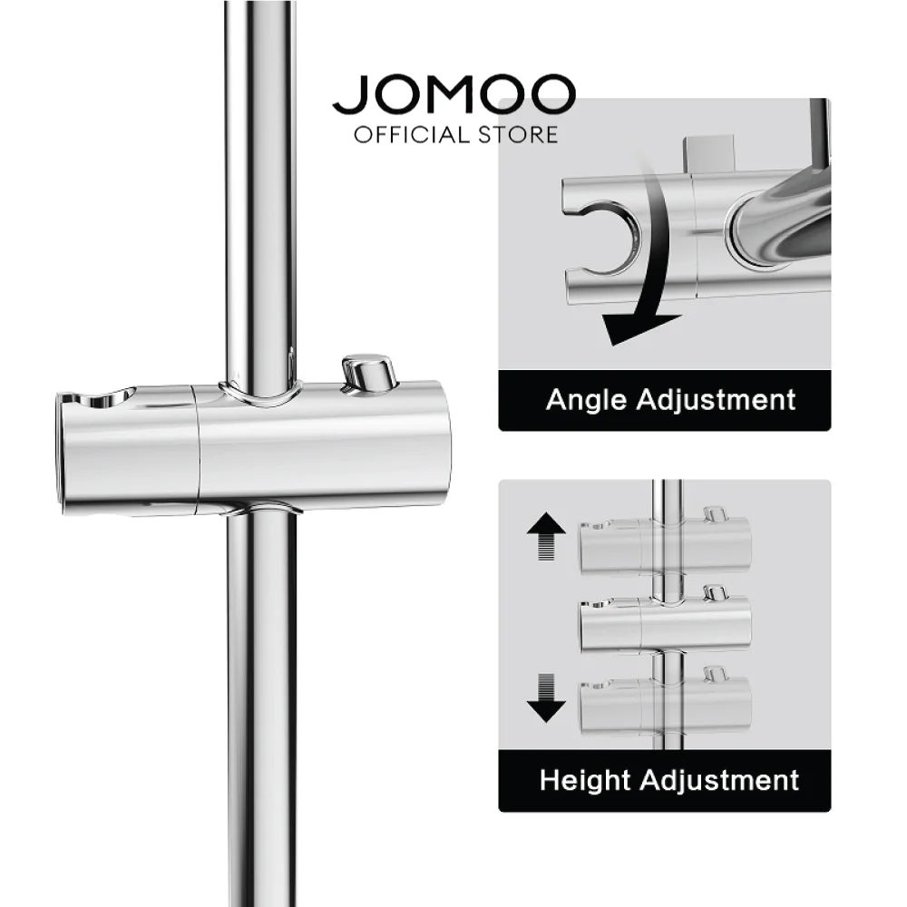 JOMOO Shower Slide Bar Wall Mounted Rotatable Shower Bar Adjustable Sliding Rail Set Lifting Rod  Shower Sliding Rod 600mm Shower Rail T1411 - Image 7