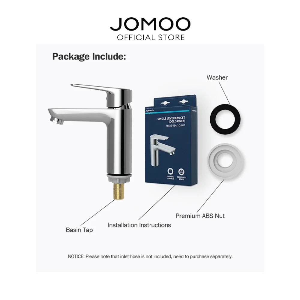 JOMOO Single Cold Basin Water Tap 76029 with Spatter-proof Bubbler Thickened Brass Valve Body Environmentally Basin Faucet - Image 2
