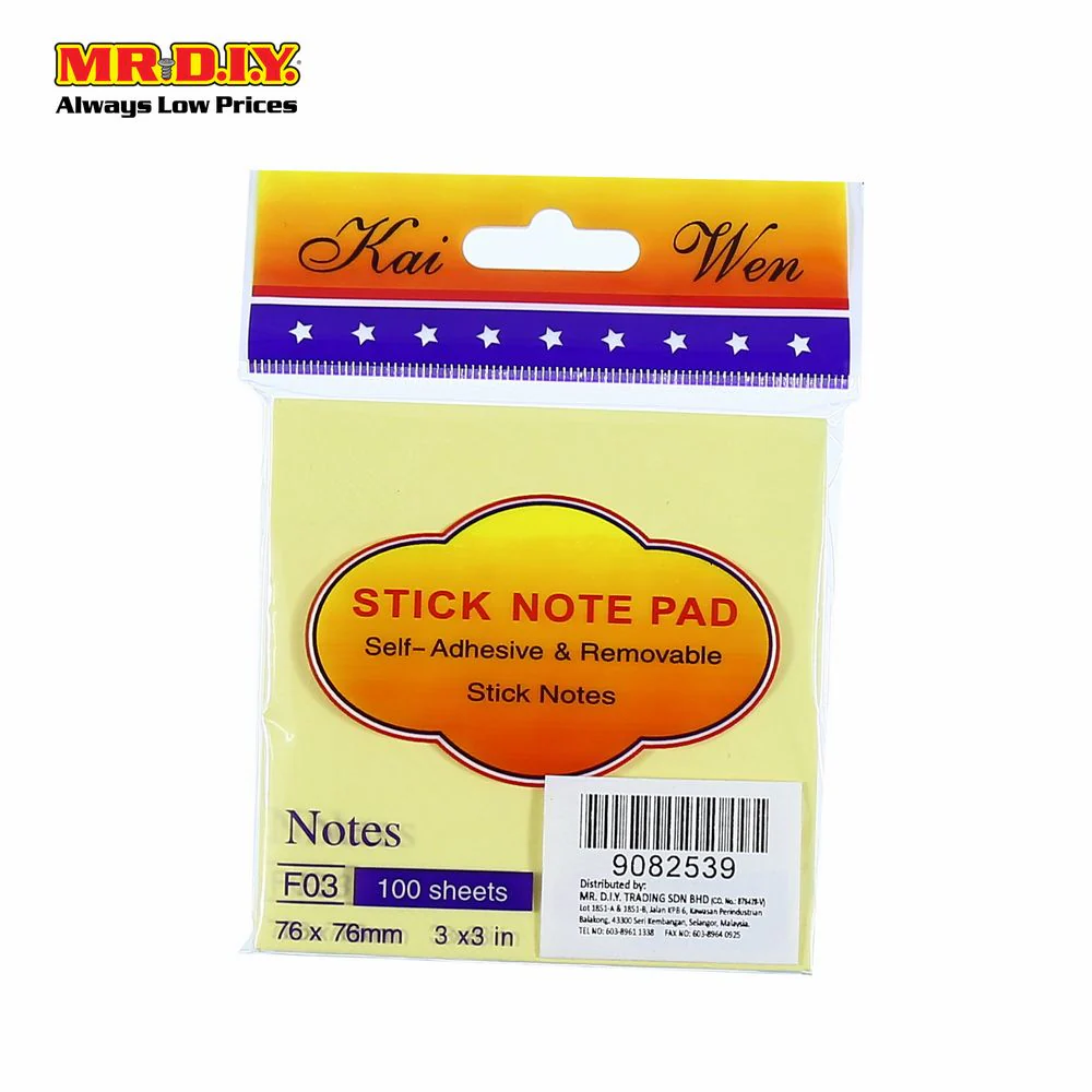 (MR. DIY) KAIWEN STICKY NOTEPAD (76x76mm) - Image 2